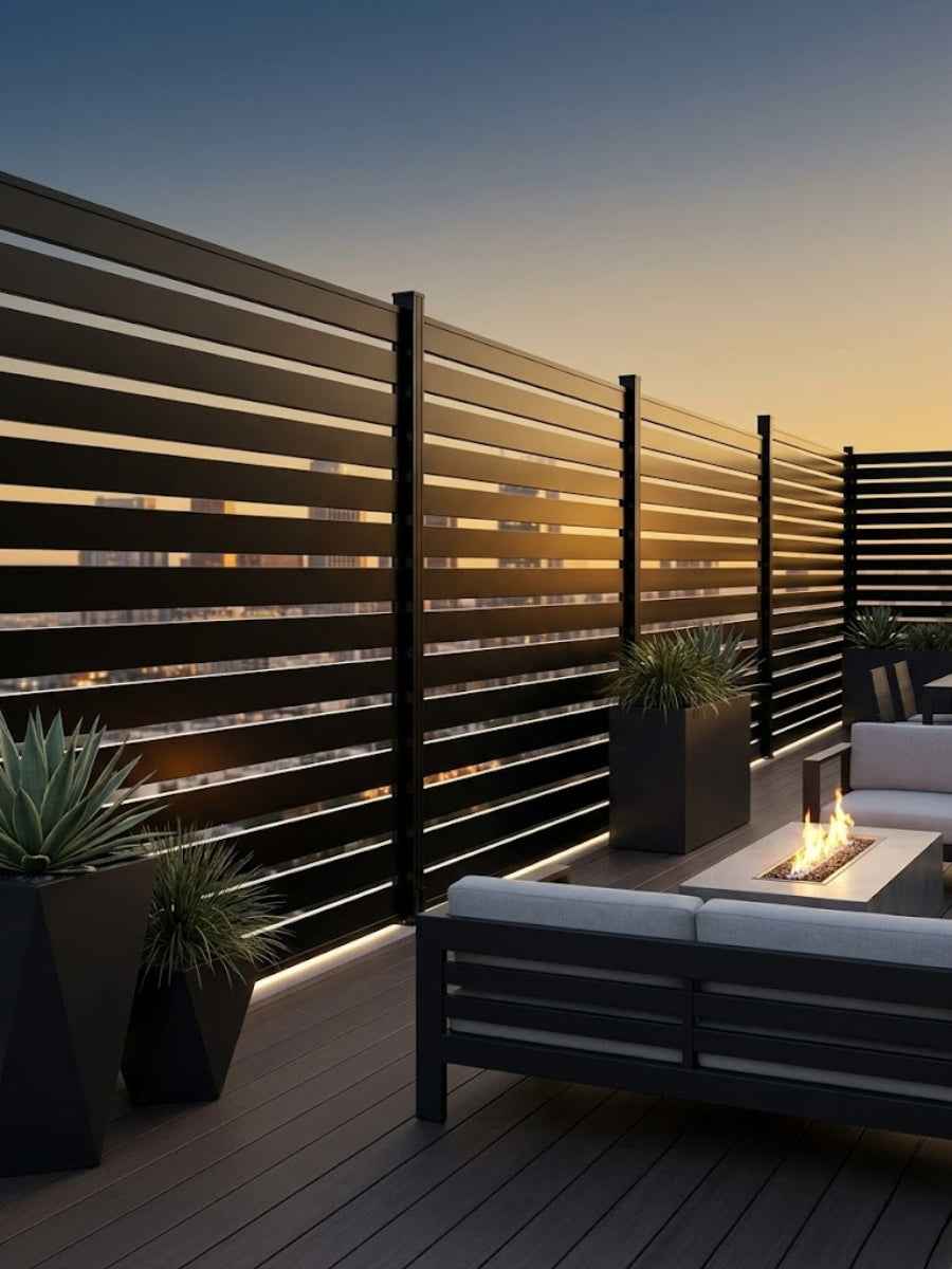 6 ft × 6 ft All-Aluminum Open Slat Fence Panel Kit with 1 Post