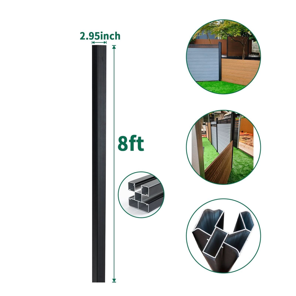 6 ft Adjustable Angle Corner Post for Composite & Aluminum Fencing - Wall Forma
