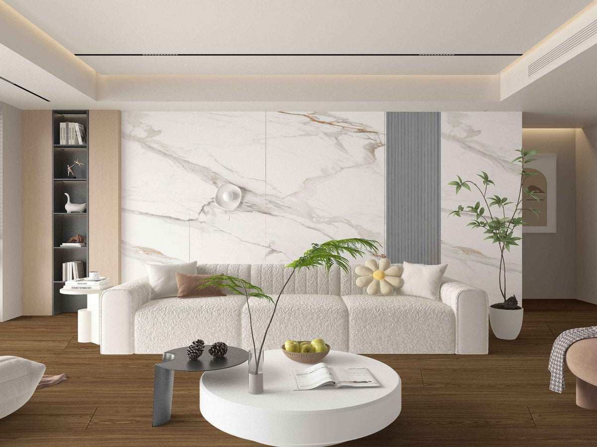 Amber Vein Luxury Marble Veneer Wall Panels - Seamless Connection | Book Match Design