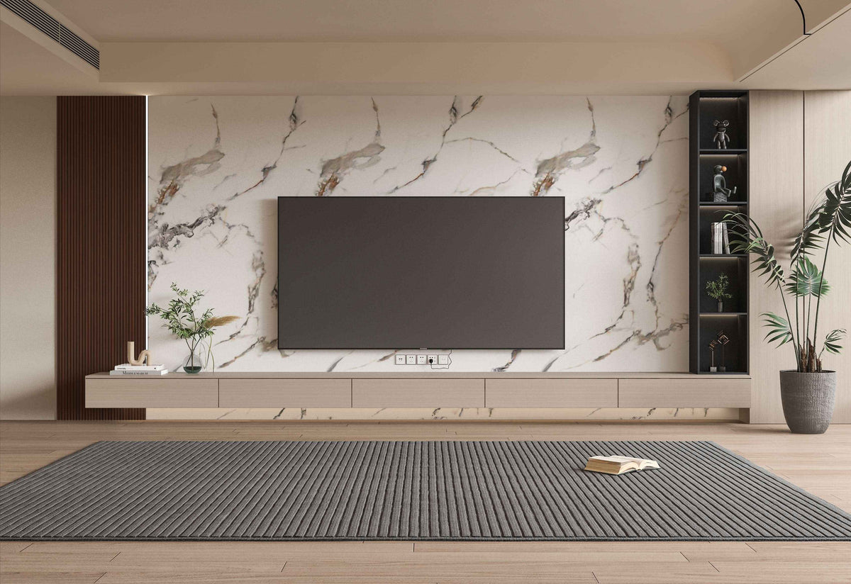 3D Beige Ibiza PVC Marble Sheets | Waterproof | 4x8 ft (32 sq. ft)